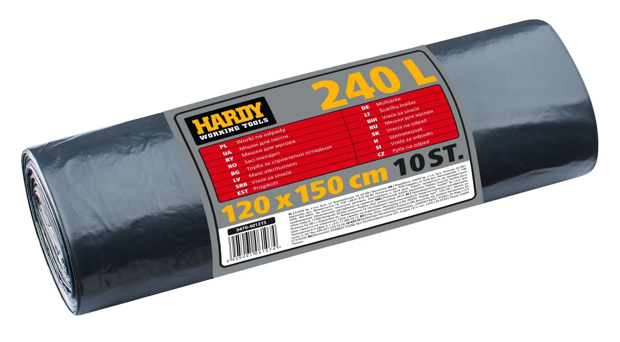Worki 120x150cm 240L ROL.10szt.KAEM 0470-401215